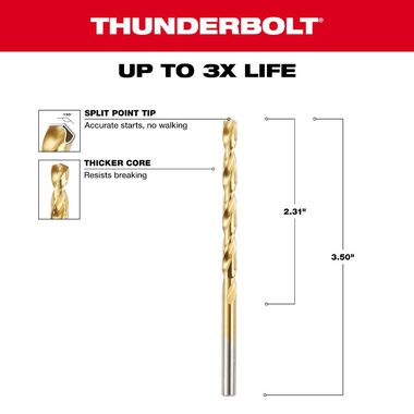 Milwaukee 3/16 In. Thunderbolt Titanium Coated Drill Bit, large image number 2