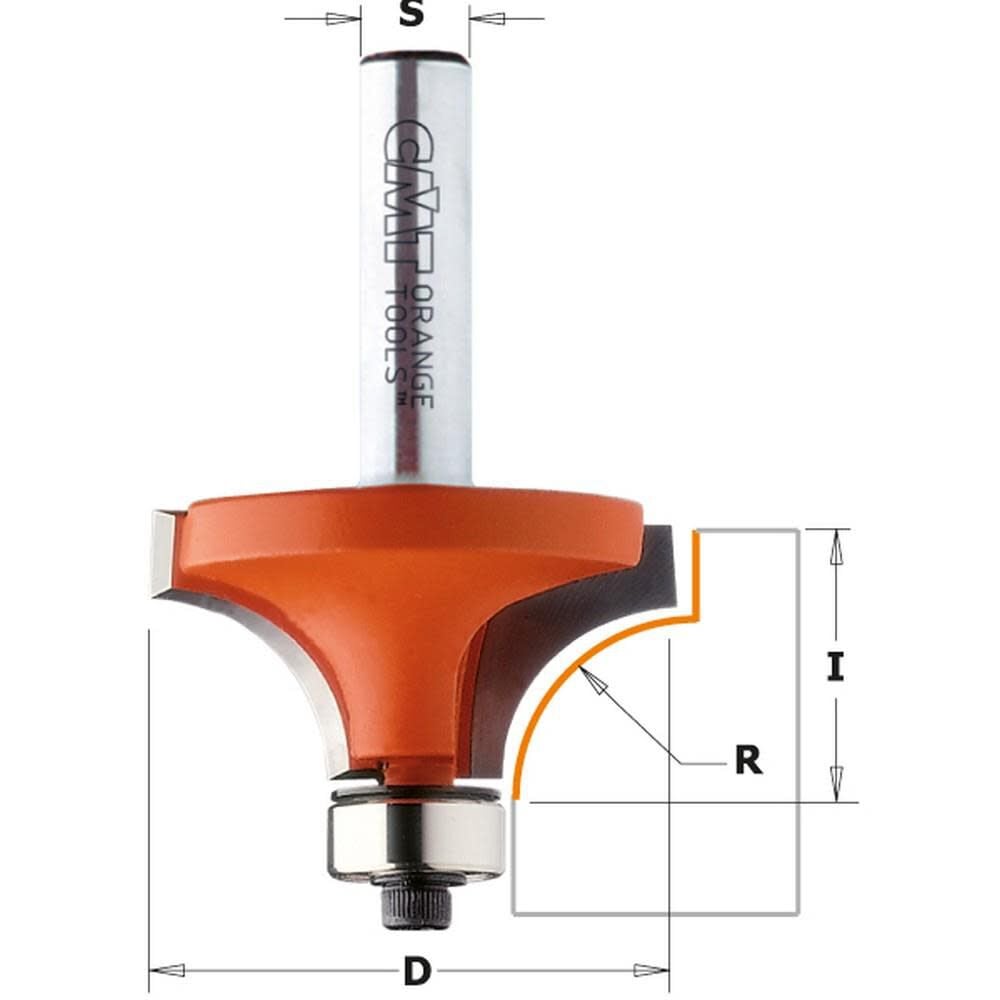 Roundover Bit, 1/2-Inch Shank, 5/8-Inch Radius, Carbide-Tipped