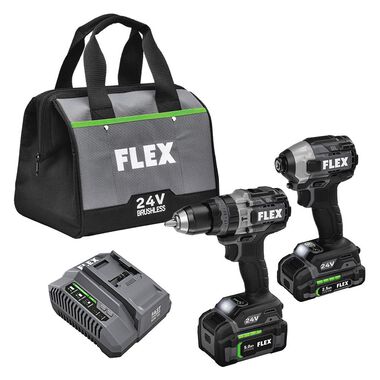 FLEX 24V Hammer Drill With Turbo Mode and Quick Eject Impact Driver Kit