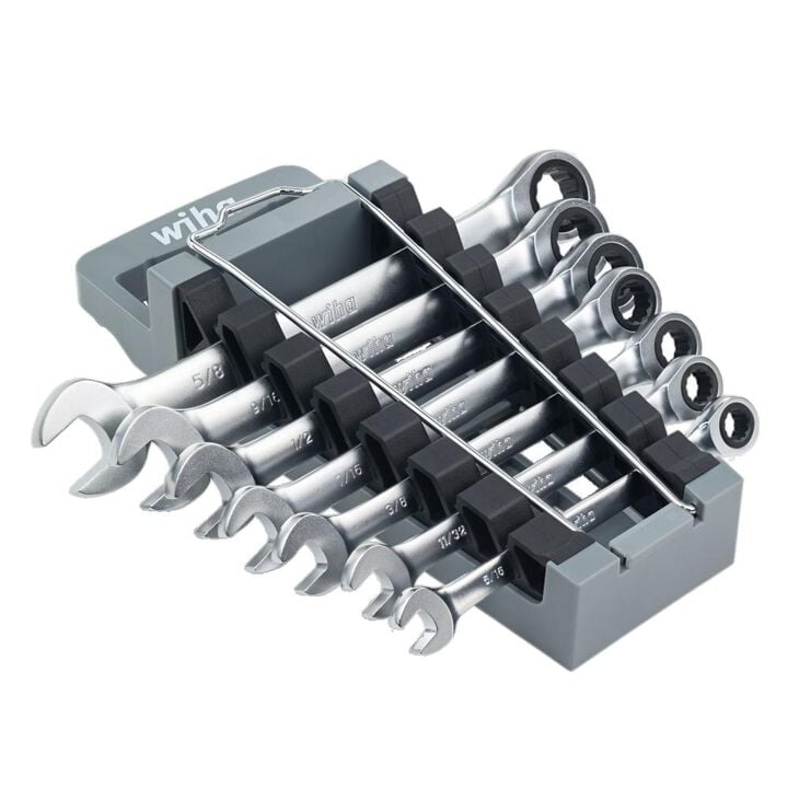 Wiha Combination Ratchet Wrench Set SAE 7pc, large image number 1