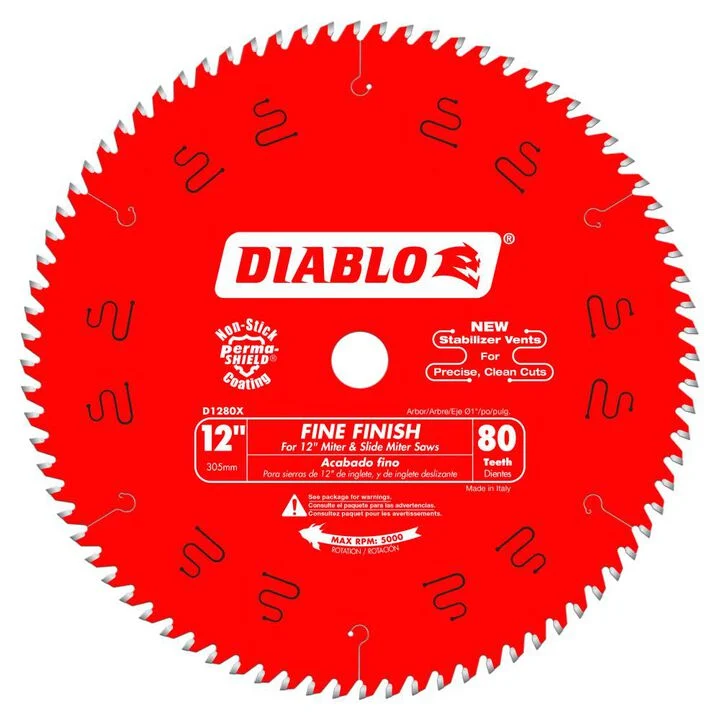 Diablo Tools 12 inch x 80 Tooth Hi-ATB Fine Finish Miter Saw Blade with 1 inch Arbor