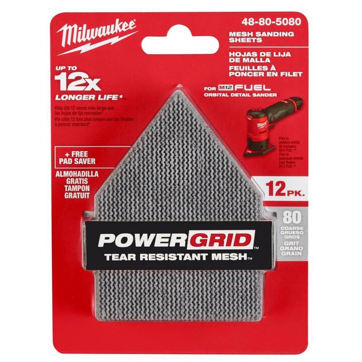 Milwaukee 80 Grit Mesh Sanding Sheets for M12 Orbital Detail Sander 12pk, large image number 10