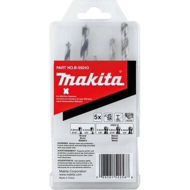 Makita Assorted SDS-Plus Metal and Wood Drill Bit Set 5pc, large image number 4