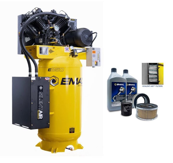 EMAX 80 Gallon 175 PSI Pressure Lube Air Compressor with Maintenance Kit