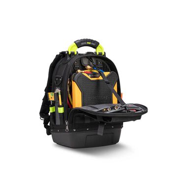Veto Pro Pac 50 Lbs Large Zippered Tool Backpack, Black/Hi-Viz Yellow