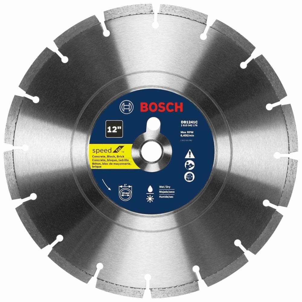 Bosch 12 Inch Premium Segmented Rim Diamond Blade for Universal Rough Cuts in General Purpose Concrete – DB1241C
