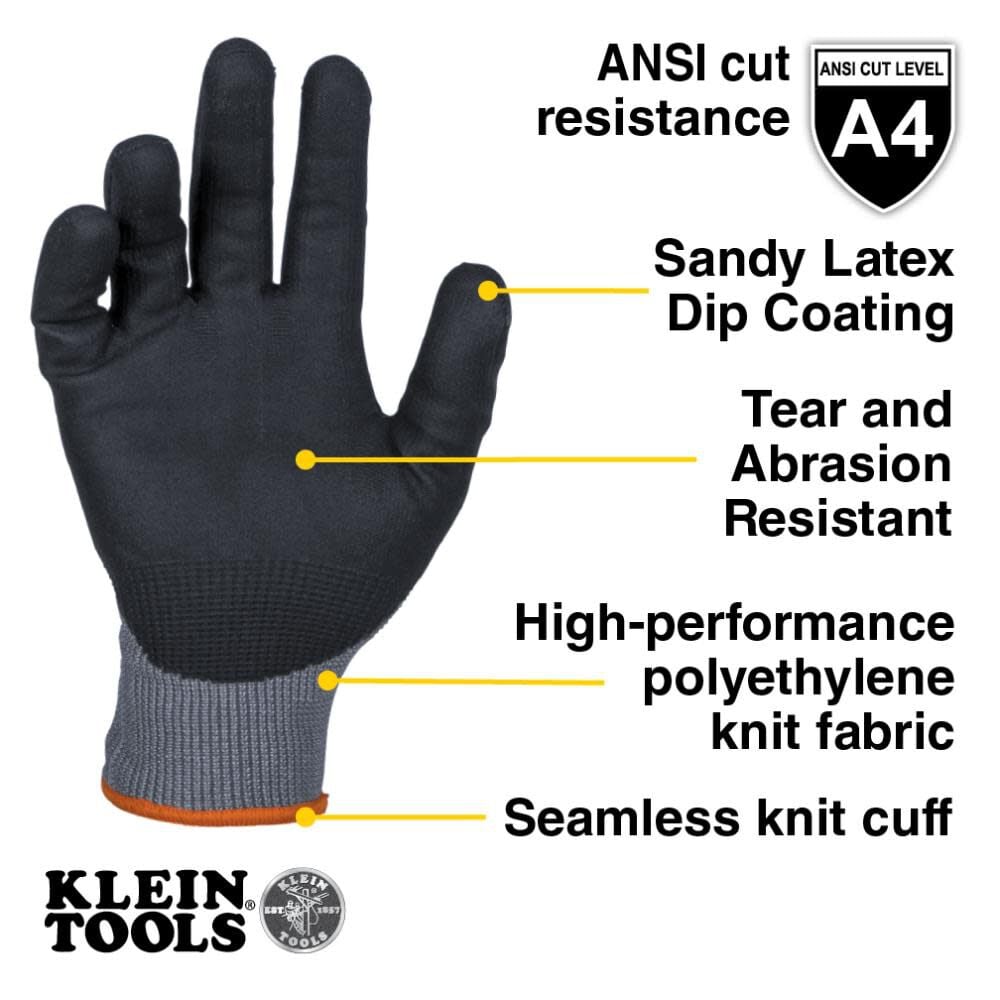 Klein Tools Winter Knit Dip Gloves, Cut A4, XL, large image number 2