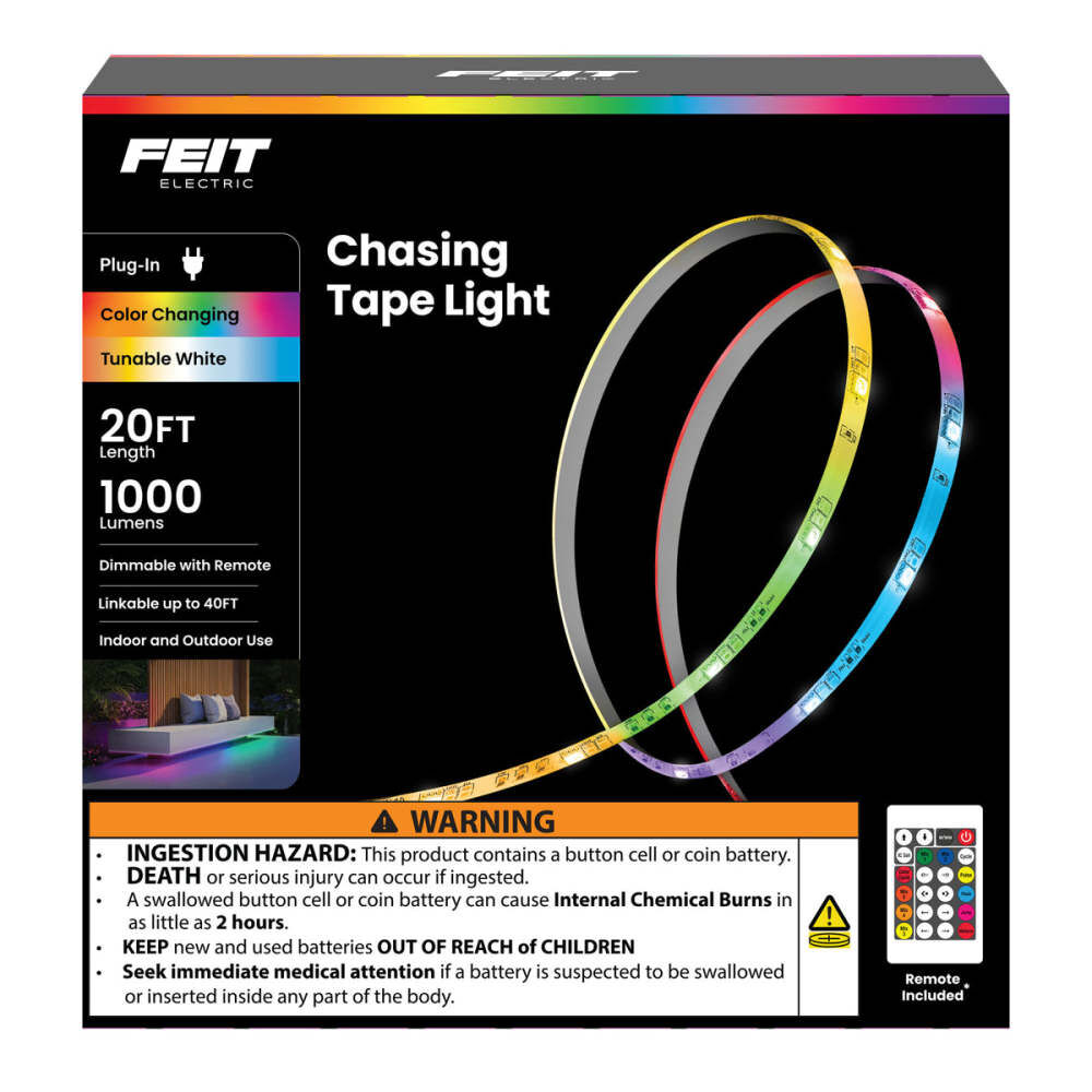 Feit Electric 20 Ft. 1000 Lumen Color Chasing and Tunable LED Tape Light, large image number 3
