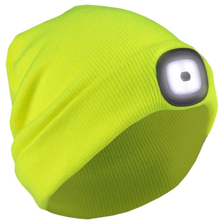 Delta Plus S109 Knit Cap with LED Light Hi-Viz Lime One Size Fits Most