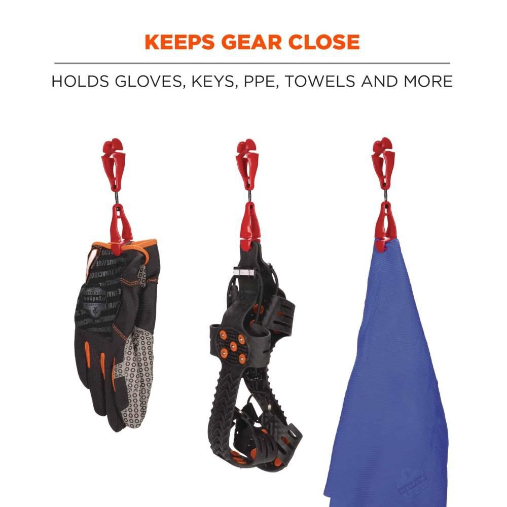 Ergodyne 3420 Red Swiveling Glove Clip Holder Dual Clips, large image number 2