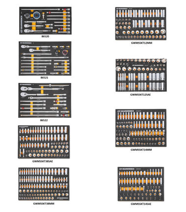 GEARWRENCH 1/2, 3/8, 1/4 Inch Ratchet and Drive Tool Set, SAE and Metric Socket Set Bundle with Tray
