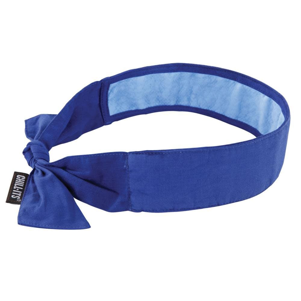 Ergodyne Chill-Its 6700CT Evaporative Cooling Headband with Cooling Towel Blue – Tie – 12567