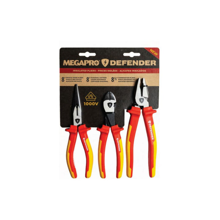 Megapro 1000V VDE Certified Cr-Mo Steel Insulated Pliers Set, 3 Pieces