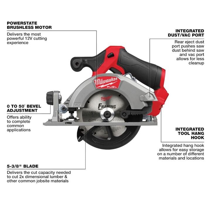 Milwaukee M12 FUEL 5-3/8 Inch Circular Saw Kit, large image number 3