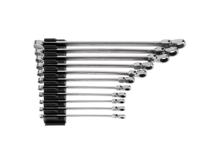 Tekton Fixed/Flex Head Ratcheting Box End Wrench Set, Org, (1/4-3/4 Inch), large image number 0