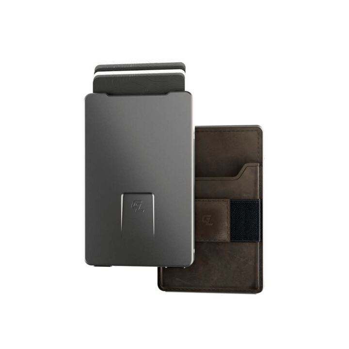 Groove Life Premium Full-Grain Leather Wallet, Gun Metal and Brown
