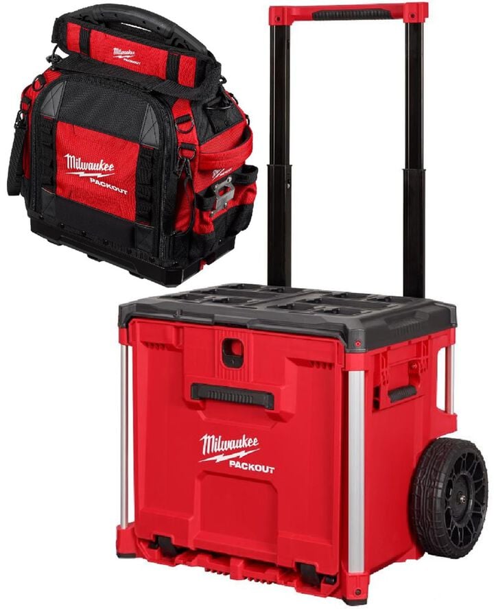Milwaukee PACKOUT 15 Inch Structured Tool Bag & PACKOUT Rolling Drawer Tool Box Bundle