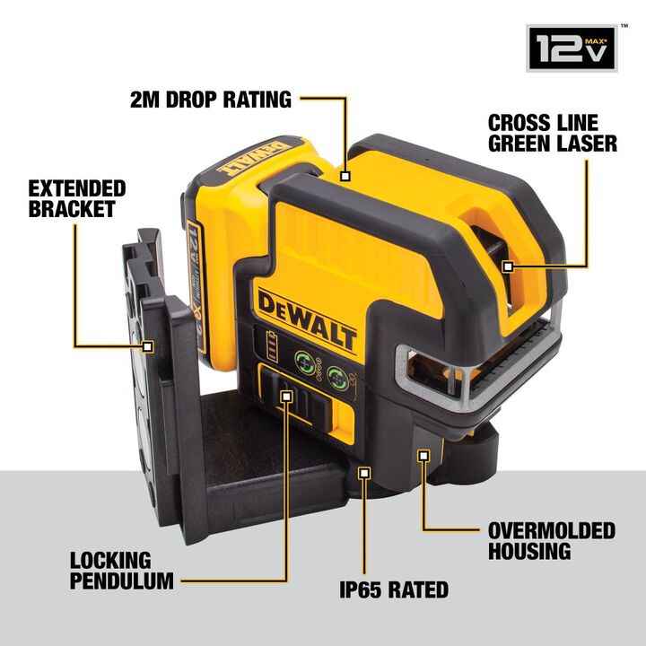 DEWALT 12 V 2 Spot Cross Line Green Laser, large image number 2