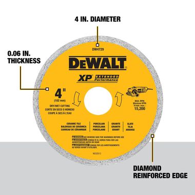 DEWALT 4-in x 0.06-in Ceramic Tile Blade Wet/Dry, large image number 2