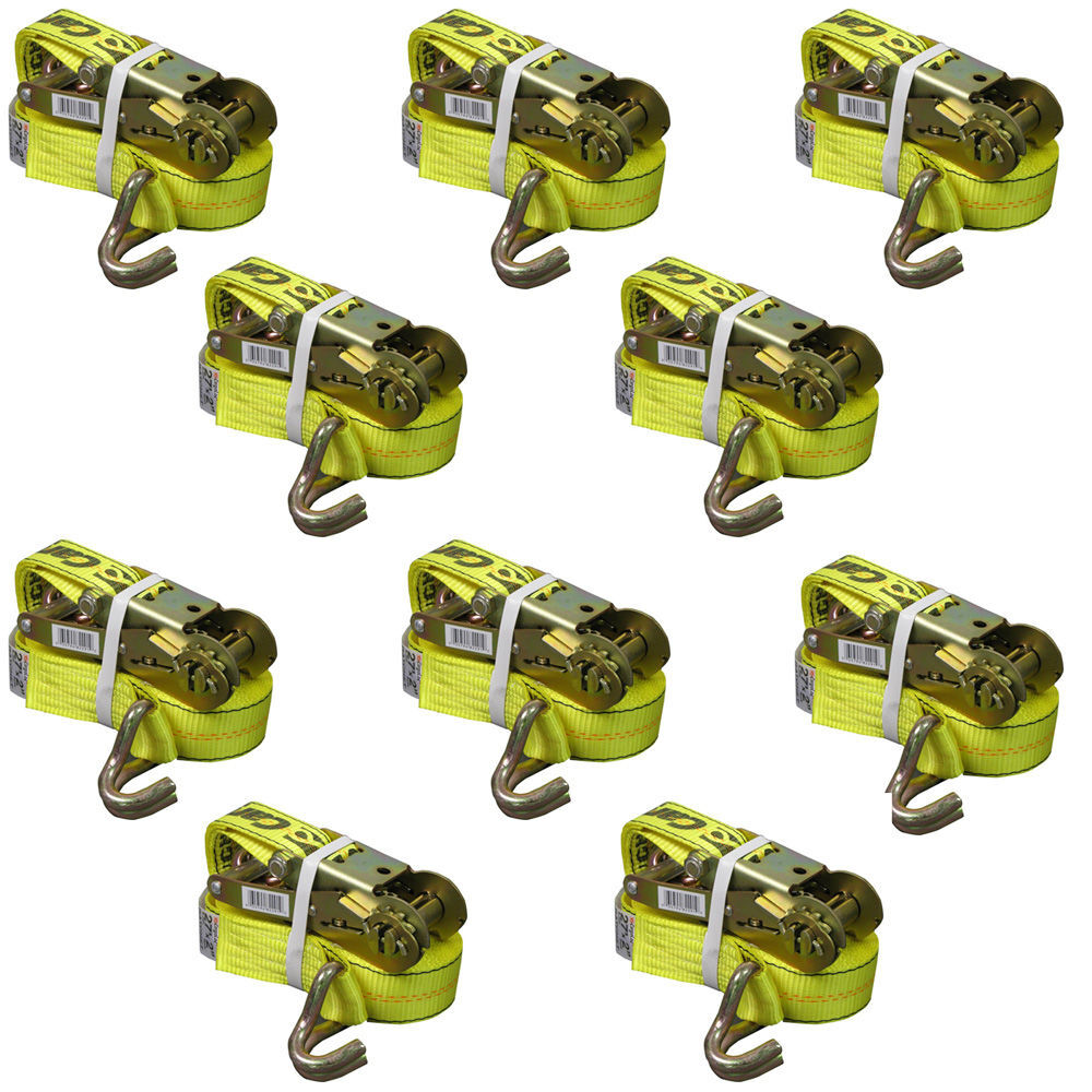 Allied International Cargoloc 2 Inch x27 Ft. Ratchet Tie Down with J Hook - 10pk, large image number 1