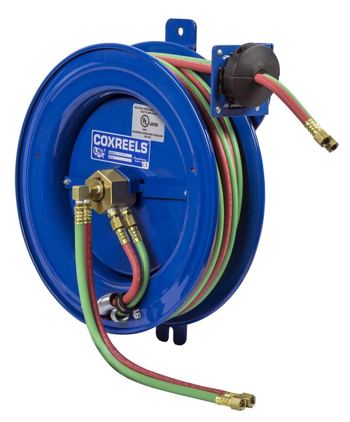 Coxreels Side Mount welding Hose Reel with Guide Arm 1/4in x 75' 200PSI