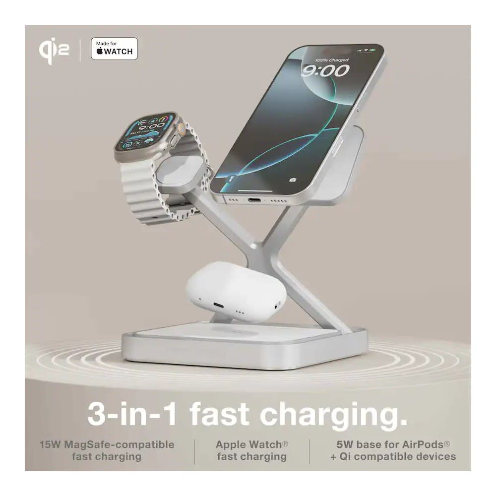 Noco 3-In-1 Qi2 15W Wireless Charging Stand Silver, large image number 3