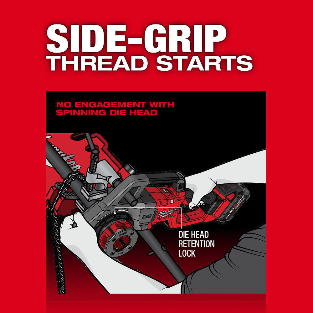 Milwaukee M18 FUEL Compact Pipe Threader ONE KEY with 1/2inch - 1 1/4inch Die Heads, large image number 6
