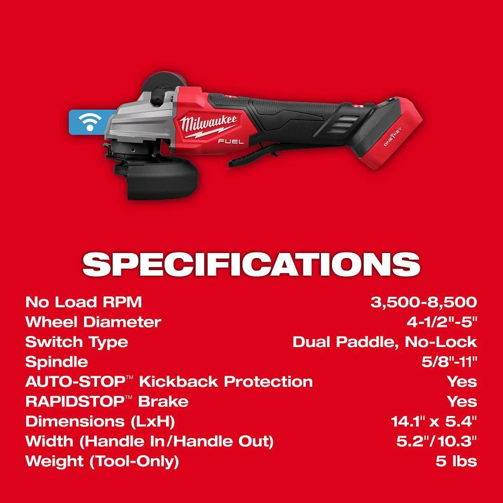 Milwaukee M18 FUEL 4-1/2 in / 5 in Dual-Trigger Braking Grinder (Bare Tool), large image number 10