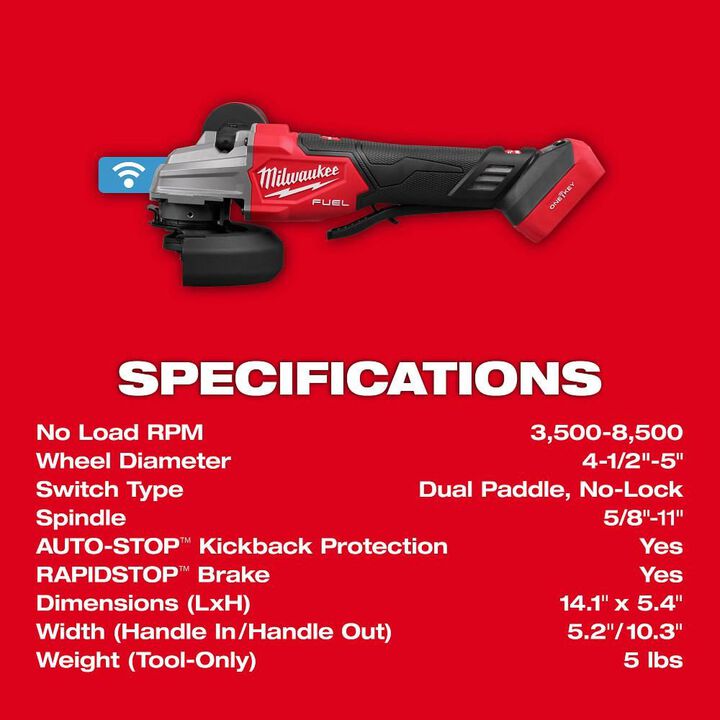 Milwaukee M18 FUEL 4-1/2 in / 5 in Dual-Trigger Braking Grinder (Bare Tool), large image number 9