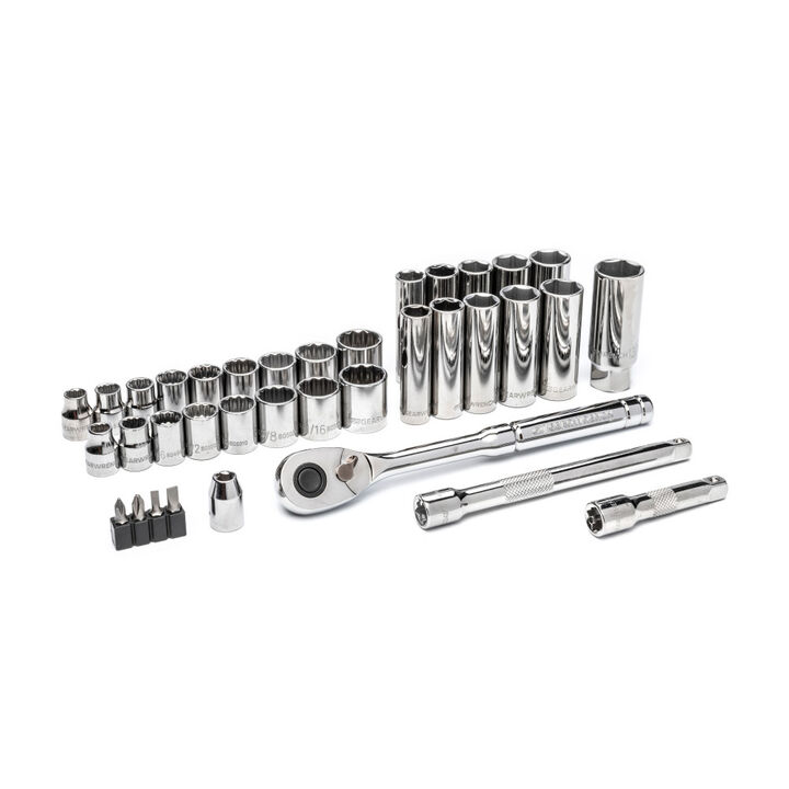 GEARWRENCH 3/8 Inch 72-Tooth 12 Point Drive Mechanics Tool Set, 36 Pieces