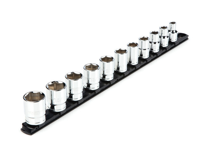 Tekton 1/2 Inch Drive 6 Point Socket Set with Rail, 11 Pieces (3/8-1 Inch), large image number 1