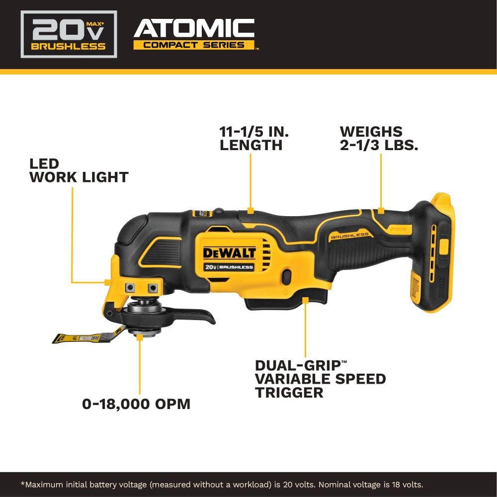DEWALT ATOMIC 20V MAX Brushless Cordless Oscillating Multi-Tool Kit, large image number 3