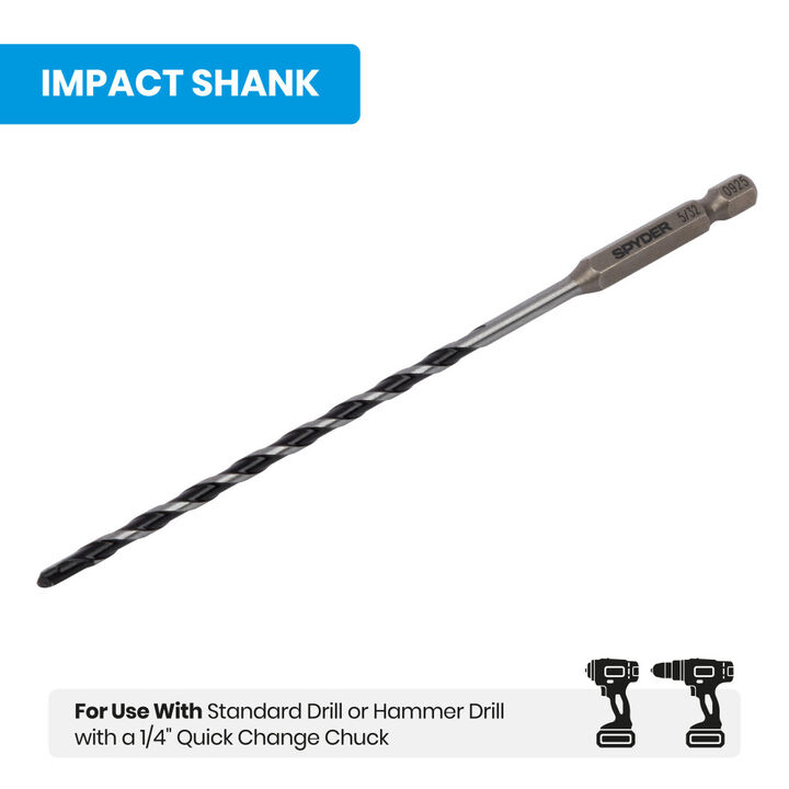 Spyder 5/32 Inch x 6 Inch Carbide-Tipped Impact Shank Hammer Drill Bit, large image number 5