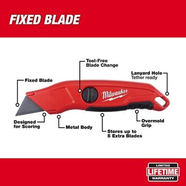 Milwaukee Fixed Blade Utility Knife, large image number 1
