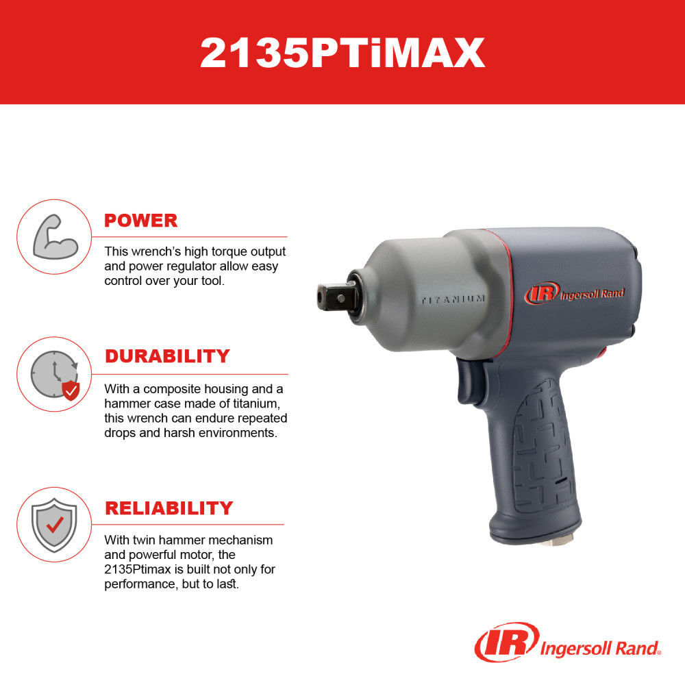 Ingersoll Rand 1/2 Inch Pistol Pin Grip Air Impact Wrench 1100 Ft-Lb, large image number 3