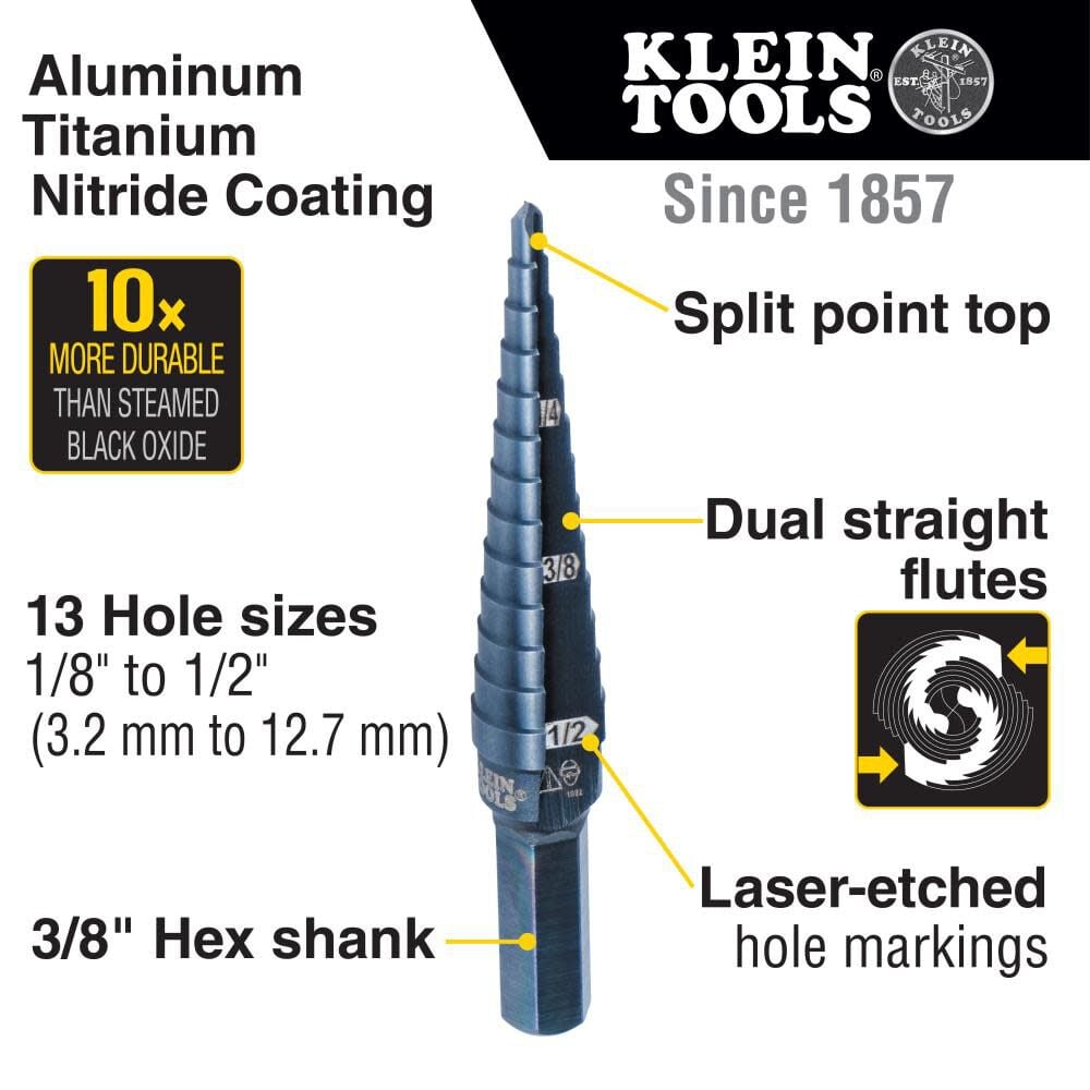Klein Tools Step Drill Bit #1 Double-Fluted, large image number 2