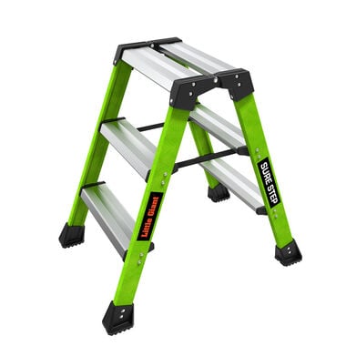 Little Giant Safety Sure Step 3-Step Model - ANSI Type 1AA - 375 lb Rated Double-Sided Fiberglass Step Stool