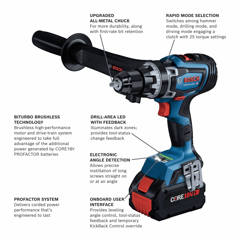 Bosch 18V 1/2 Inch Drill/Driver Kit, Reconditioned, large image number 2
