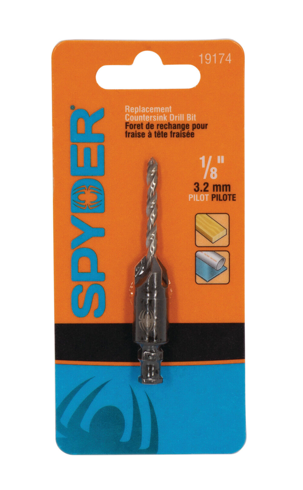 Spyder 1/8 Inch #10 Countersink Twist Drill Bit, 3/8 Inch Counterbore, large image number 1