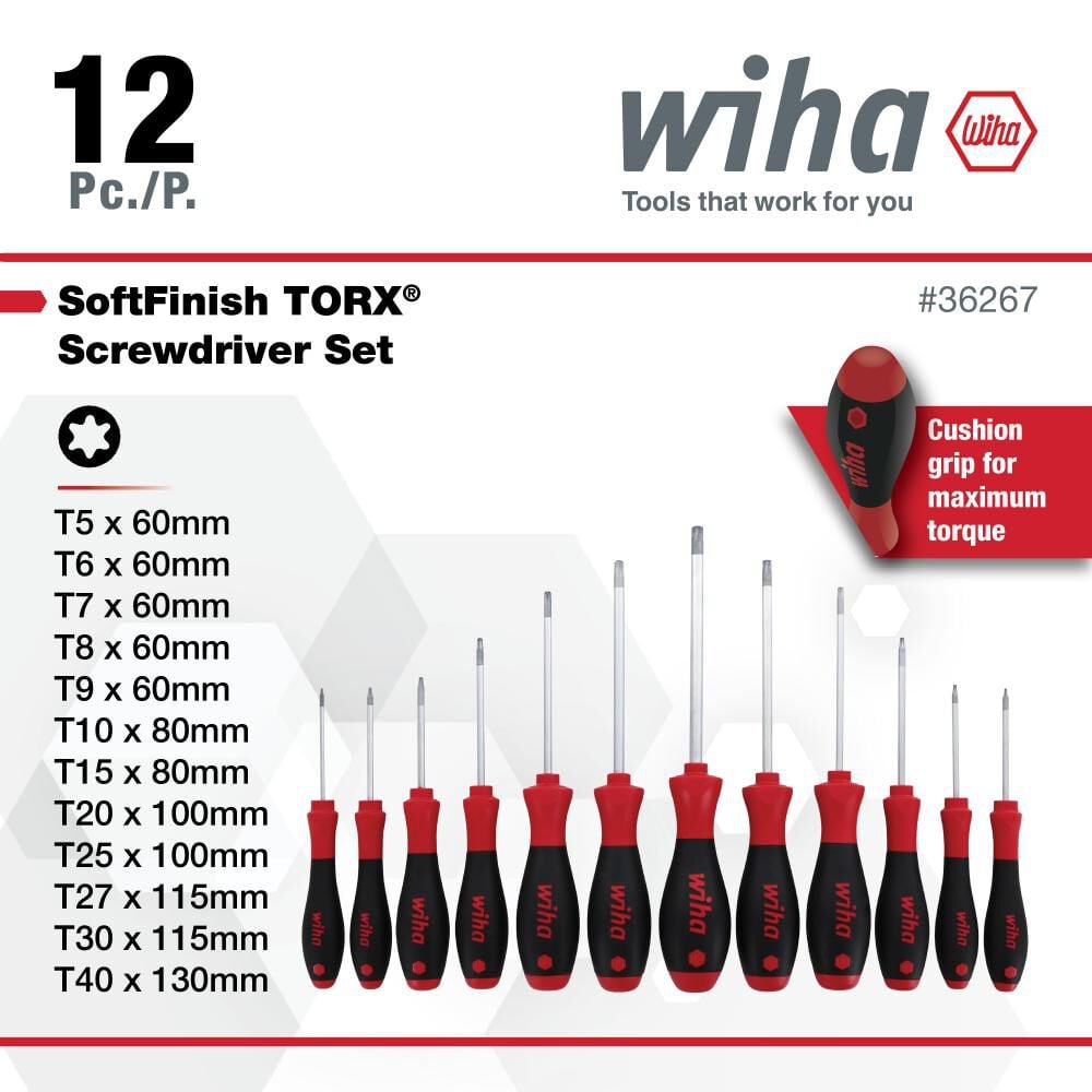 Wiha SoftFinish Torx Screwdriver Set, 12 Pieces, large image number 3