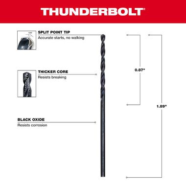 Milwaukee 1/16 in. Thunderbolt Black Oxide Drill Bit, large image number 2