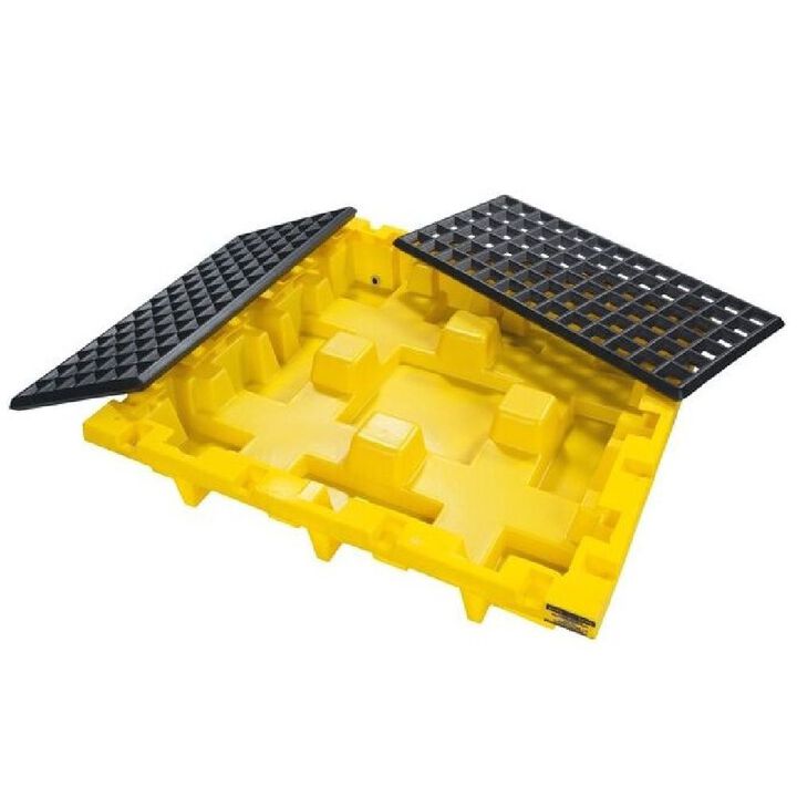 Justrite Plastic 4 Drum Nestable Pallet, Yellow, large image number 7