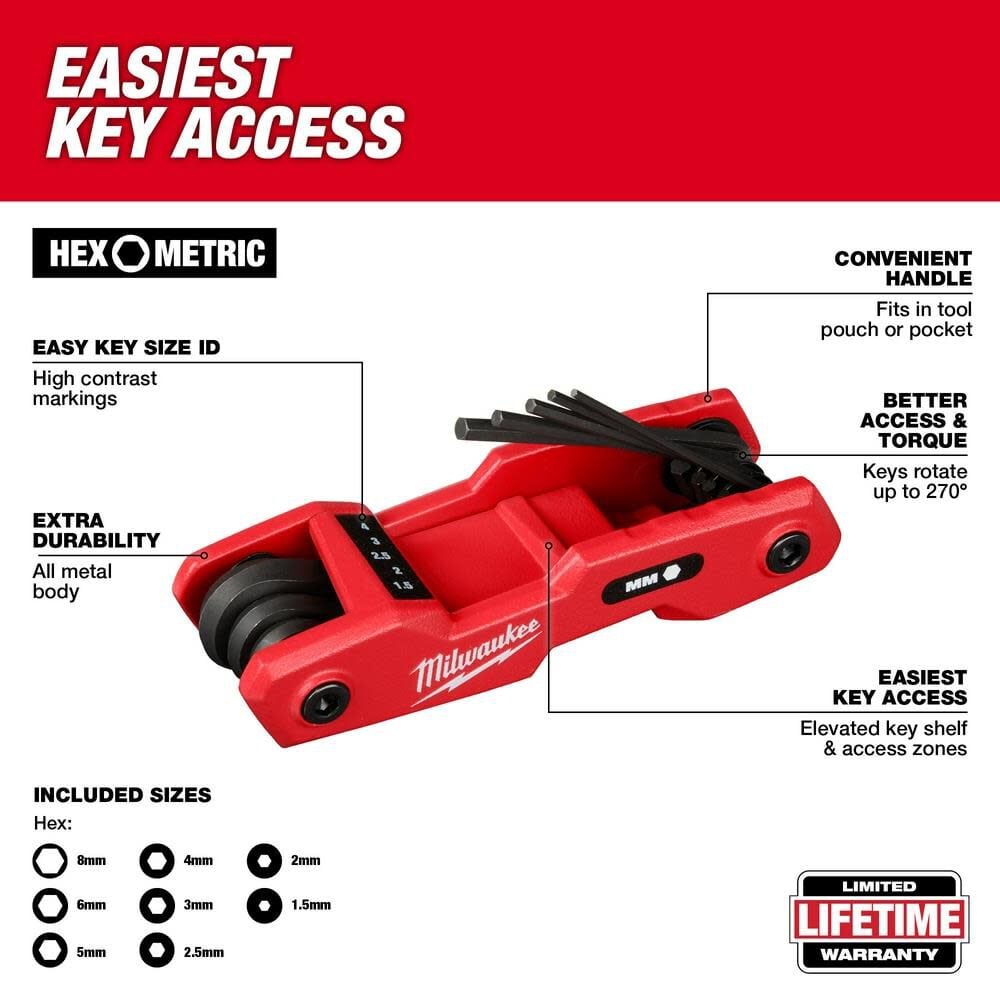 Milwaukee 17 Key Folding Hex Key Sets SAE/Metric 2pc, large image number 3