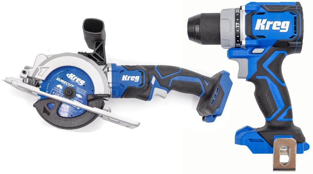 Kreg 20V Ionic Drive 1/2 Inch Compact Drill & 4-1/2 Inch Circular Saw (Bare Tool) Bundle – ATB000011547