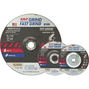 United Abrasives 4-1/2 in Type 27 Fast Gr ind ing Wheel