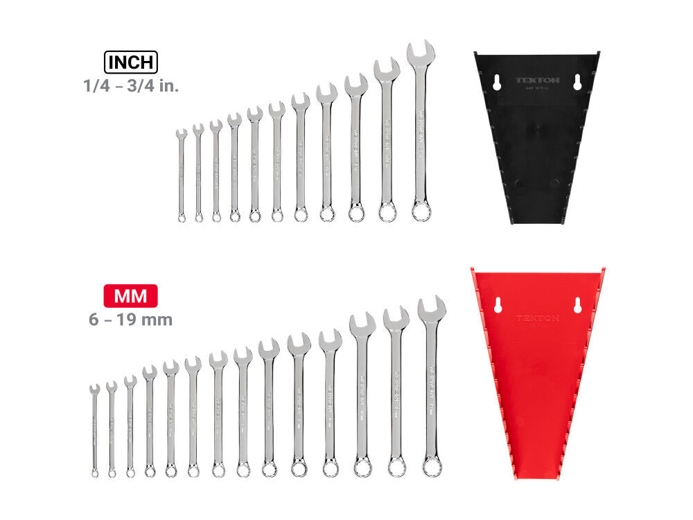 Tekton Combination Wrench Set, Racks, 25 Piece (1/4-3/4 Inch, 6-19 mm), large image number 3
