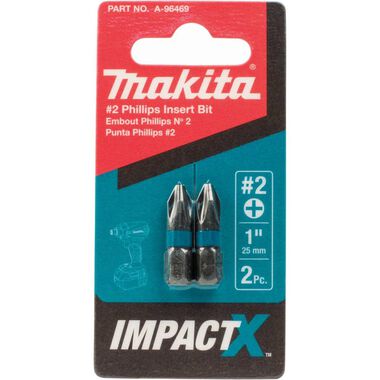 Makita Impact X #2 Phillips 1 Insert Bit 2/pkpk, large image number 2