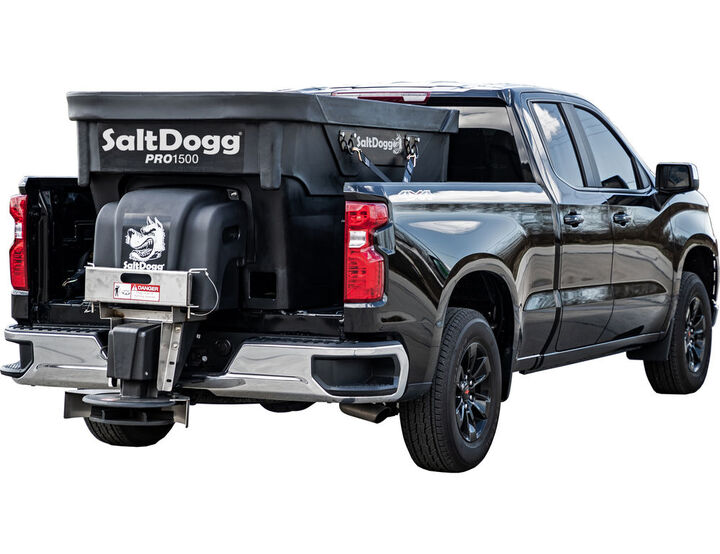 Buyers Products Company SaltDogg PRO1500 1.5 Cubic Yard Electric Poly Hopper Spreader with Pintle Chain Conveyor, large image number 0