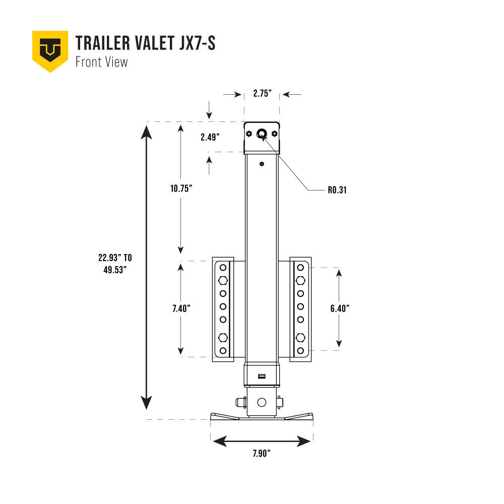 Trailer Valet TVJX7-S - 7000 lbs Side Mount Bracket Drill Jack, large image number 3