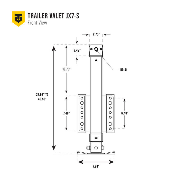 Trailer Valet TVJX7-S - 7000 lbs Side Mount Bracket Drill Jack, large image number 2